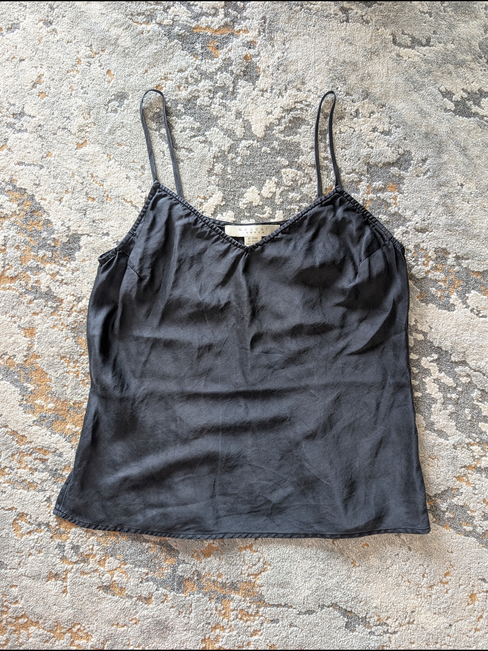 Vintage Black Spaghetti Strap Silky Tank Top